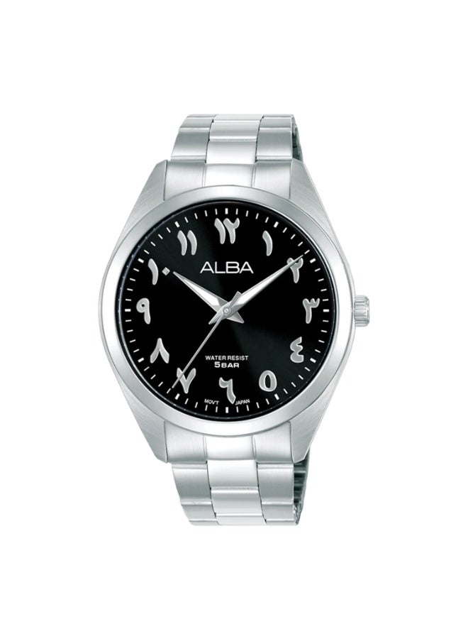 Alba ARX161X1 Standard Quartz Black Arabic Dial Stainless Steel Men's Watch