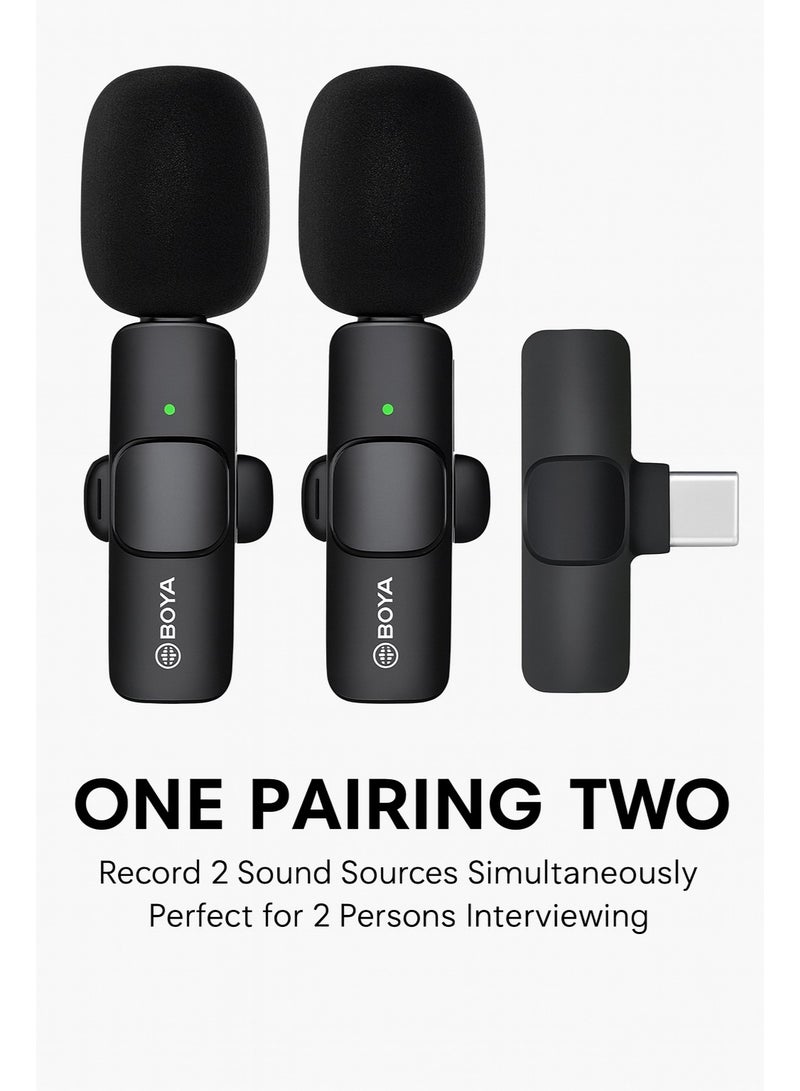 BOYA BY-MW3 High-Quality Wireless Microphone — Stable reception up to 20 meters, with Type-C receiver and instant playback, ideal for vlogging, live streaming, and interviews - Black - Image 2