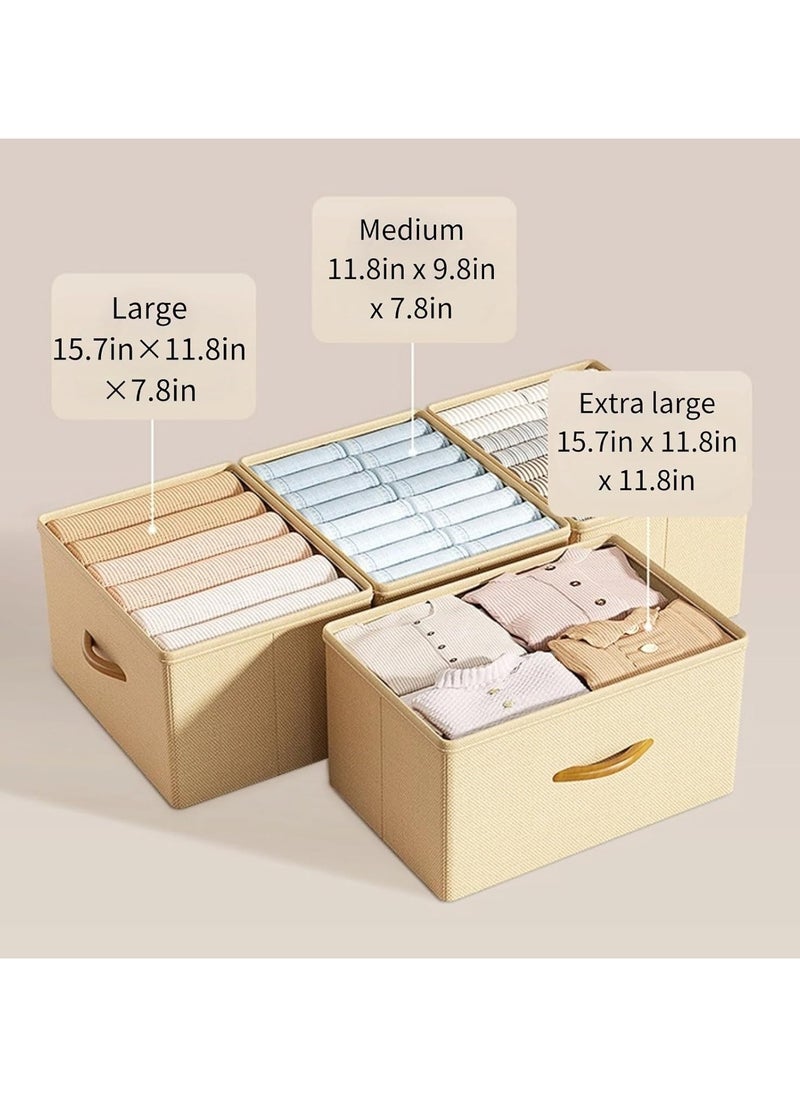 Generic 3Pcs Foldable Clothes Storage Boxes, Washable Fabric Organizer Bins with Handles for Closet, Wardrobe, and Bedroom  - Image 5