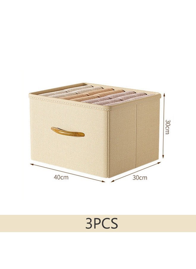 Generic 3Pcs Foldable Clothes Storage Boxes, Washable Fabric Organizer Bins with Handles for Closet, Wardrobe, and Bedroom  - Image 2