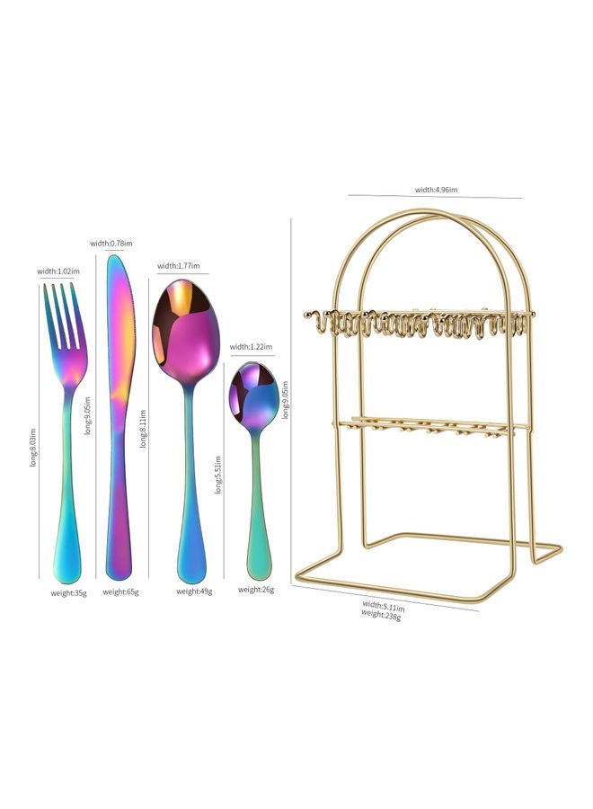 24-Piece Stainless Steel Cutlery Set with Stand Multicolour - Image 3