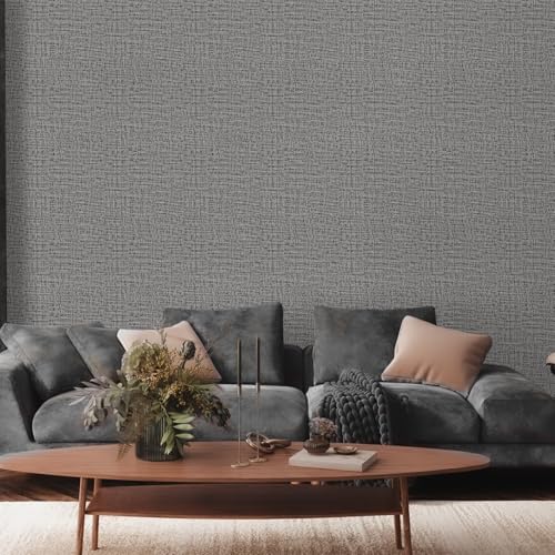 TANONE Dark Gray Wallpaper PVC SelfAdhesive Peel and Stick DIY Wallpaper Faux Imitation Cloth Vinyl Film Wall Paper Solid Color Decorate Furniture 158 in X 118 in - Image 3