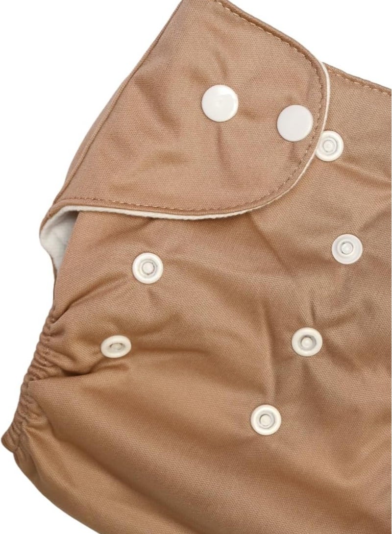 حفاضات جيب قطنية قابلة للتعديل قابلة لإعادة الاستخدام وقابلة للغسل للأطفال البيبي والرضع والأطفال الصغار من عمر 0 إلى 3 سنوات (بني) - Image 2