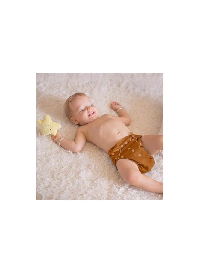 حفاضات جيب قطنية قابلة للتعديل قابلة لإعادة الاستخدام وقابلة للغسل للأطفال البيبي والرضع والأطفال الصغار من عمر 0 إلى 3 سنوات (بني) - Image 5