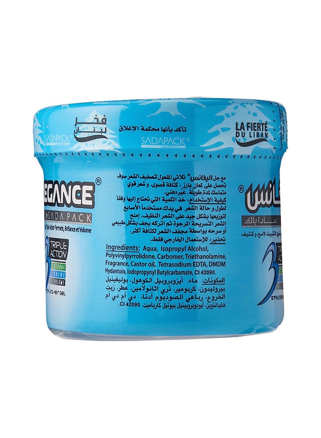 Elegance Triple Action Hair Gel - Blue, 500ml | Strong Hold, Glossy Finish, Flexible Styling - Image 2