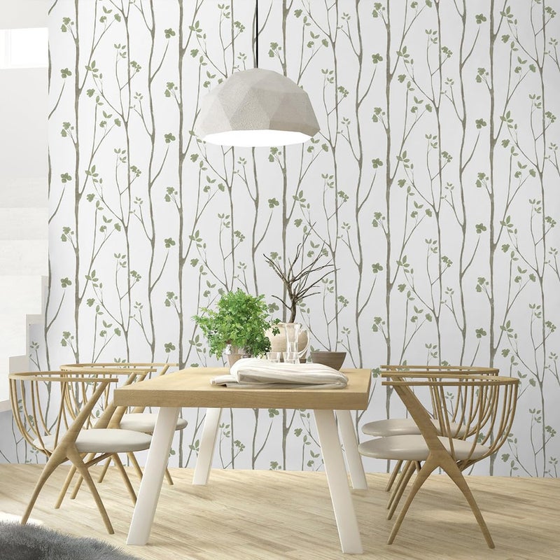 Timeet Floral Wallpaper Peel and Stick Green Leaf Contact Paper Boho Flower Wall Paper Self Adhesive Removable Decoral Bedroom Living Room Walls 16"x118" - Image 5