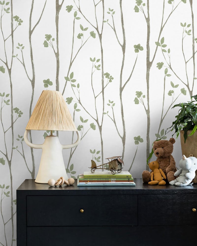 Timeet Floral Wallpaper Peel and Stick Green Leaf Contact Paper Boho Flower Wall Paper Self Adhesive Removable Decoral Bedroom Living Room Walls 16"x118" - Image 2