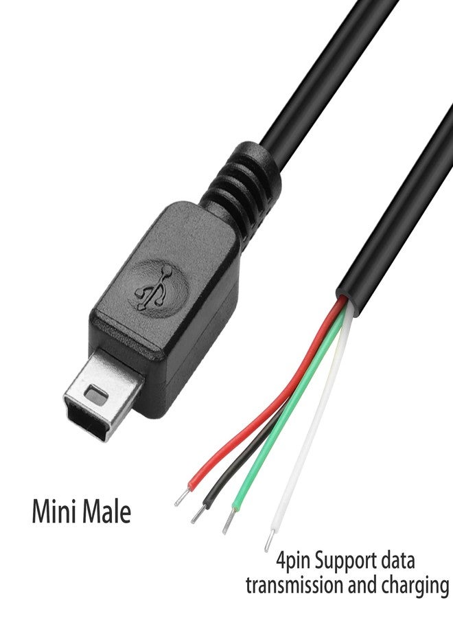 YAODHAOD Mini USB Male Pigtail Power Cable, 5V 2A to 4 Pin Open End, Easy Soldering for Equipment Installation or Replacement Repair DIY - 1M/3.3FT - Image 2