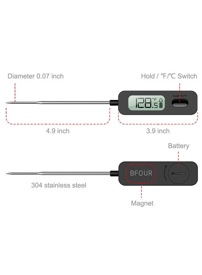 Tersely Digital Meat Thermometer for Cooking,Ultra-Fast Instant Read Food Thermometer with Backlight,Foldable Probe,Waterproof Kitchen Thermometer for BBQ,Grill,Fry,Oven,Candy Making - Image 2