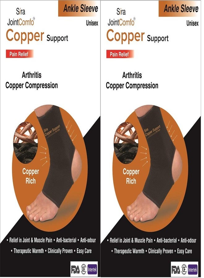 JOINTCOMFO Sira Copper Compression Ankle Sleeves Pain Reliever for Unisex. Combo Pack (2 Sleeves) (Small) - Image 1