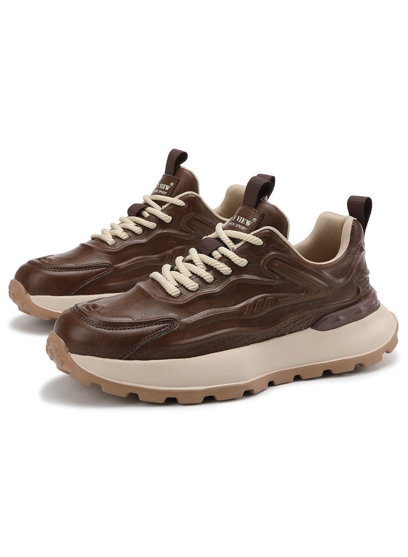 Sky View SKY VIEW Men Fashion Casual Shoes Mid Top Wide Hiking Sneakers Non-Slip Trekking Walking Shoes Running Shoes for Men with Arch Support  - Image 1
