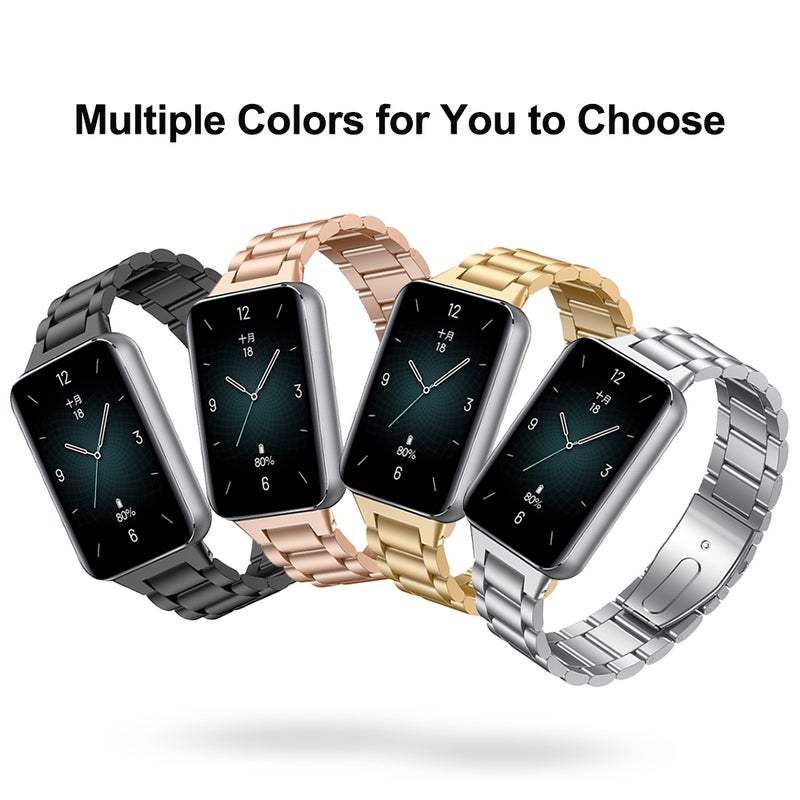 For Honor Band 9 Three Strains Metal Watch Band(Black) - Image 3