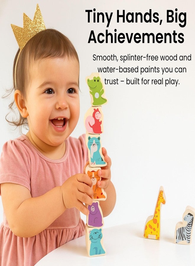 BEKILOLE Montessori Toys for 1 2 3 Year Old Boy Girl, Toys for Ages 2-4 Toddlers Kids Baby, 1 2 Year Old Birthday Gifts, Wooden Learning Puzzles Sorter Toy for Toddlers 1-3 Stacking Toy (Safari Rainbow) - Image 4