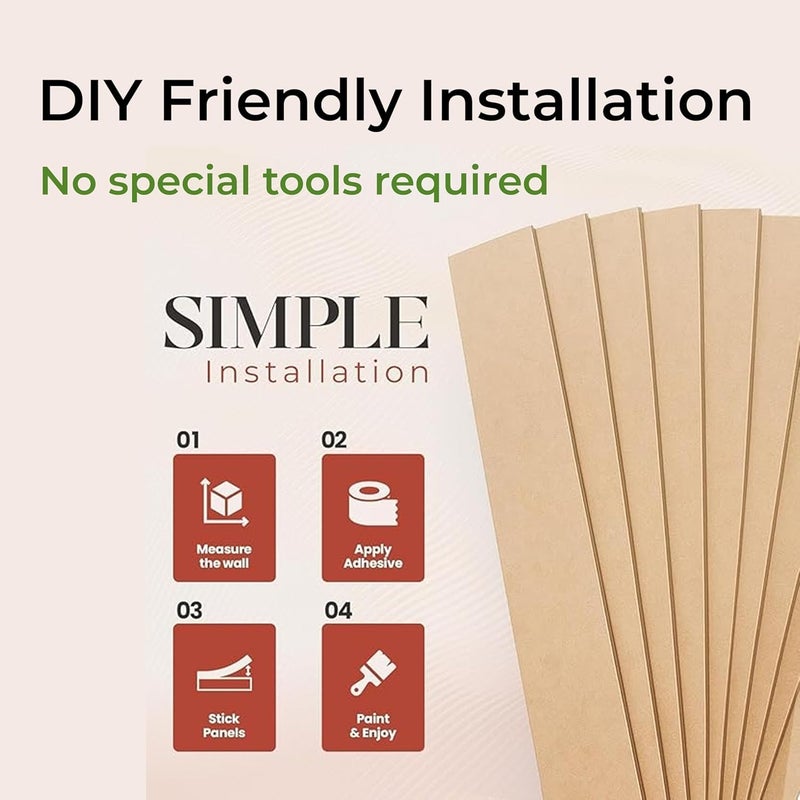 birdeco Board and Batten Wall Molding Kit â€“ Paintable MDF DIY Trim for Accent Walls, Shaker Style Wainscoting (Not Full Wall Panels) - Image 4