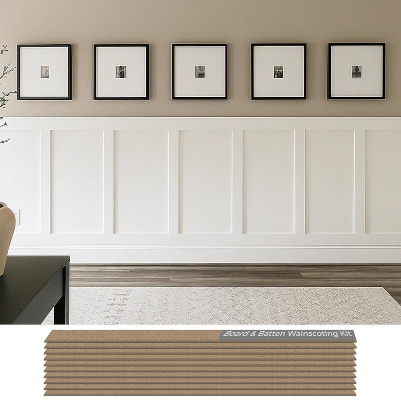 birdeco Board and Batten Wall Molding Kit â€“ Paintable MDF DIY Trim for Accent Walls, Shaker Style Wainscoting (Not Full Wall Panels) - Image 1