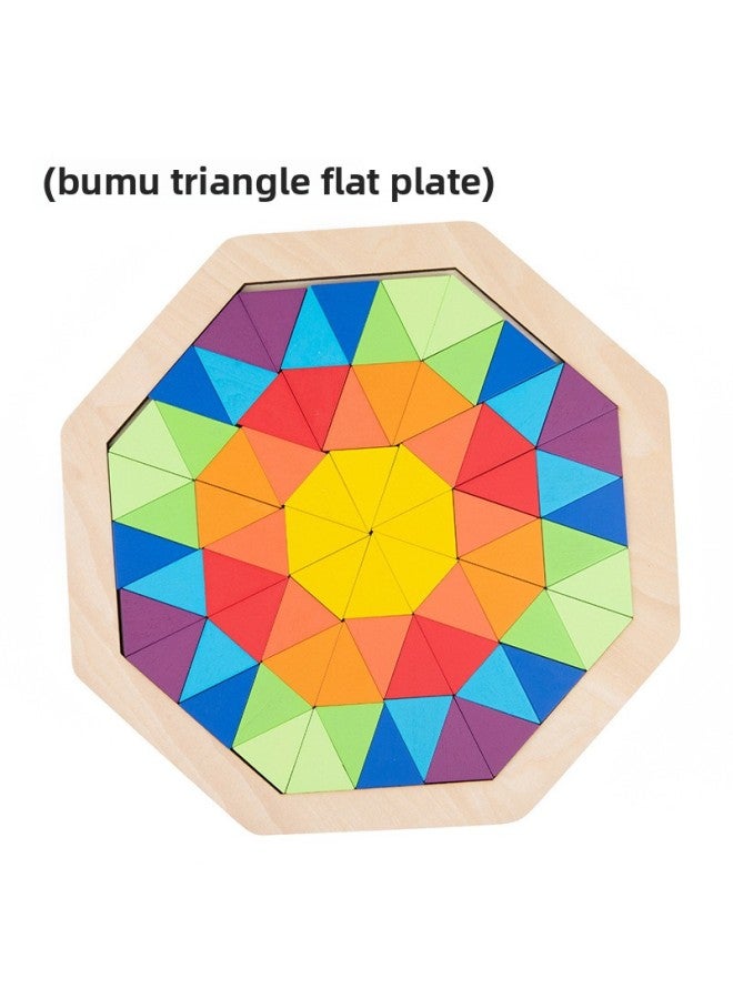 ألعاب التنوير للتعليم المبكر للأطفال، أدوات تعليمية خشبية ممتعة، لعبة تانجرام، تطوير الذكاء، لعبة ألغاز ألغاز، اللون: لوحة مسطحة مثلث برمودا - Image 1