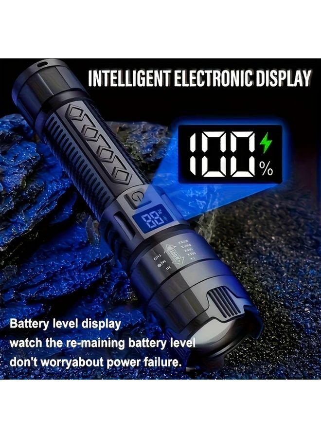 3pcs Rechargeable LED Flashlight With Zoom Power Indicator For Outdoor Camping Work Emergency - Image 5