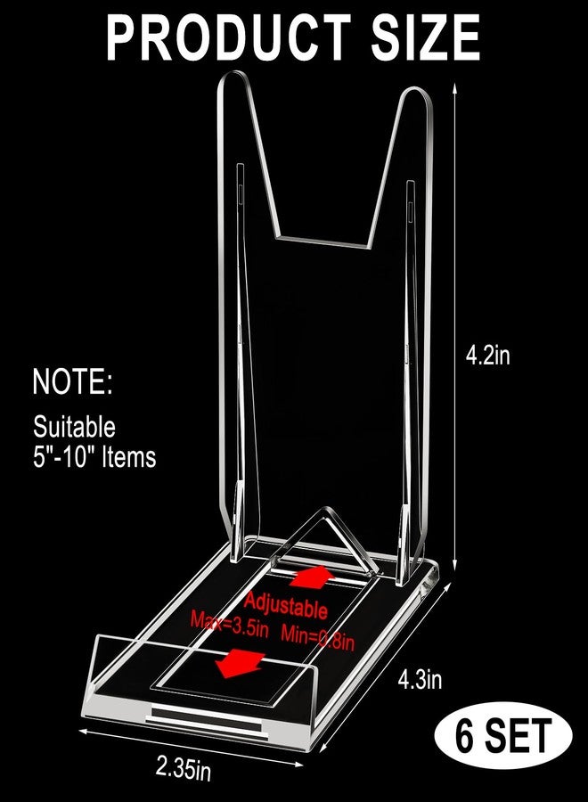 Memorywuu 6 Pack Acrylic Book Stand for Display Adjustable Clear Display Holder Easel Collector Stand for Home Office Back to School Comic Album CD Magazine Postcard Artworks (4.2 x 4.3 x 2.35 Inch) - Image 2