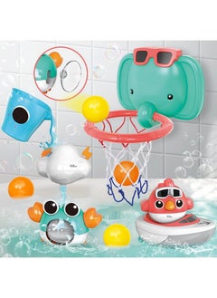 Baby Bath Toys Elephant Basketball Hoop Bathroom Baby Toys For Babies Boys Girls 1 Year Old Baby Bathtub Playset With Bird Crab Clouds Yacht Best Bath Gift For Toddlers 13