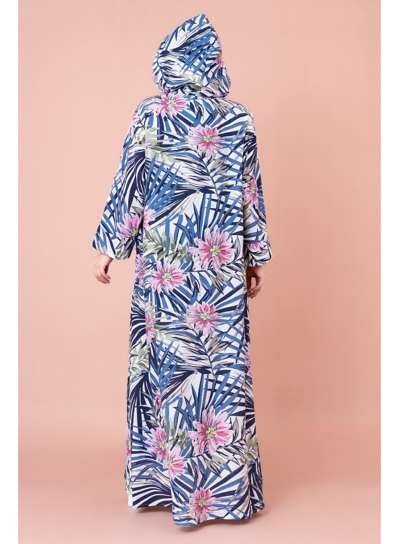 IKKXA Floral Printed Hoodie Jalabiya - Image 2
