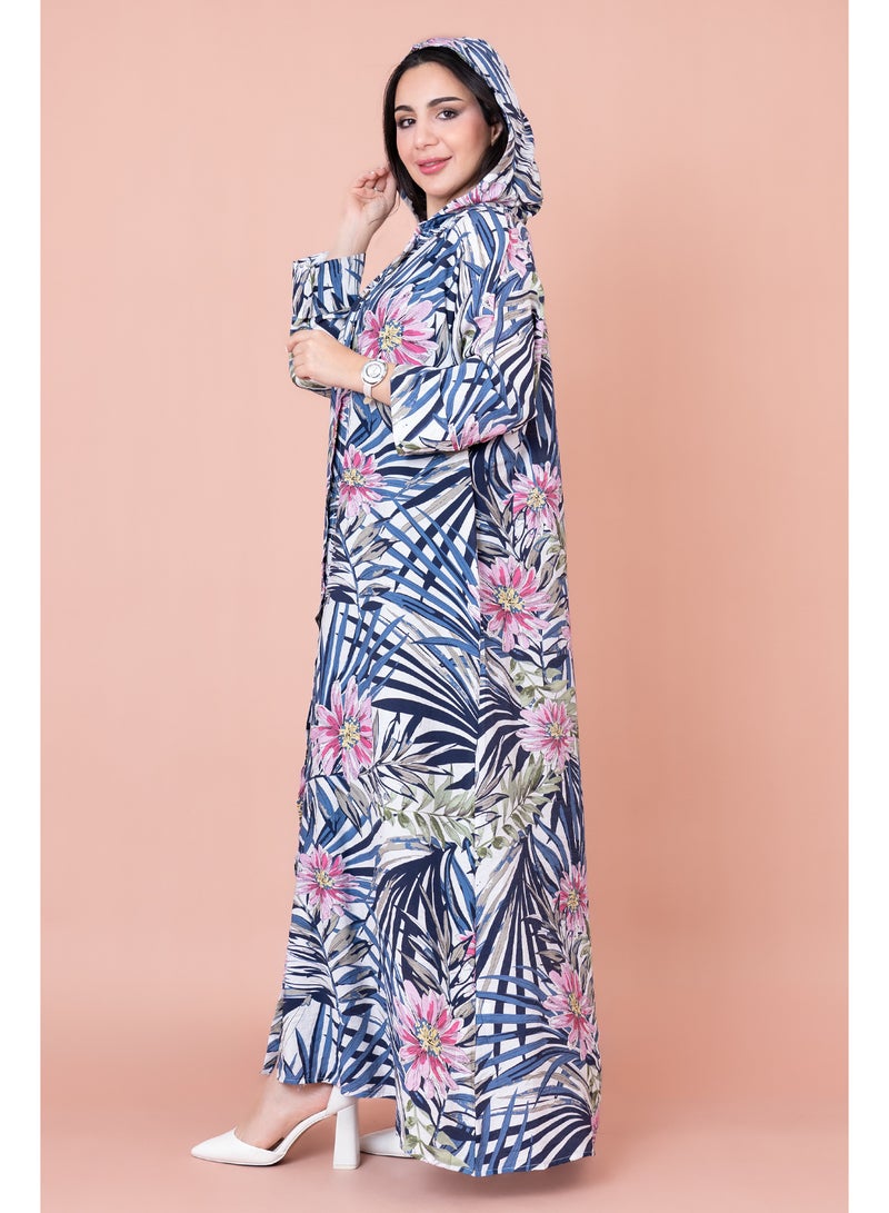 IKKXA Floral Printed Hoodie Jalabiya - Image 3