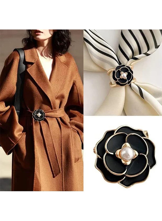 Depend 3 PCS Pearl Brooch, Fashion Metal Shawl Clip Buckle, Camellia Flower Scarf Buckle, Perfectly Complementing Scarf Girls' Decoration Accessories  - Image 3