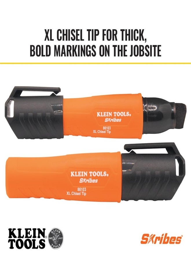 Klein Tools 86103 Skribes XL Permanent Marker, Chisel Tip, Professional-Grade Ink, Multi-Surface Jobsite Marker for Wet, Dry and Oily Surfaces, Black - Image 2
