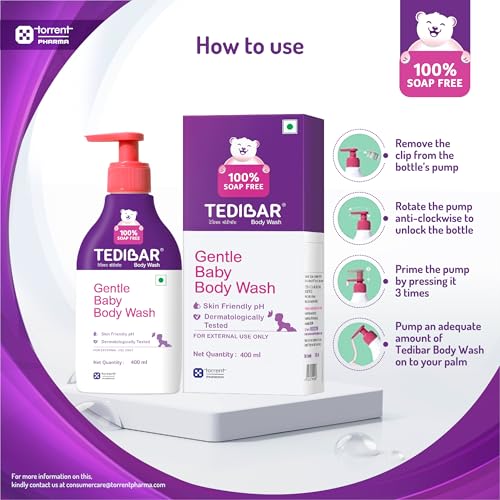 Tedibar Rich Moisturising Baby Body Wash 400ml with Skin Friendly PH | 100% Soap & Alkali Free | Prevents Dryness & Rahses | Dermatologically Test - Image 5