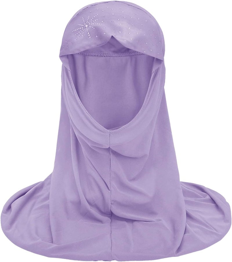 NICEYST Girls Ice Silk Muslim Khimar Hijab Headscarf Flower Arab Scarf Shawls Neck Wrap Islamic Head Wrap for Age 2-7 Years - Image 2