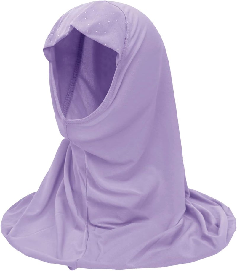NICEYST Girls Ice Silk Muslim Khimar Hijab Headscarf Flower Arab Scarf Shawls Neck Wrap Islamic Head Wrap for Age 2-7 Years - Image 1