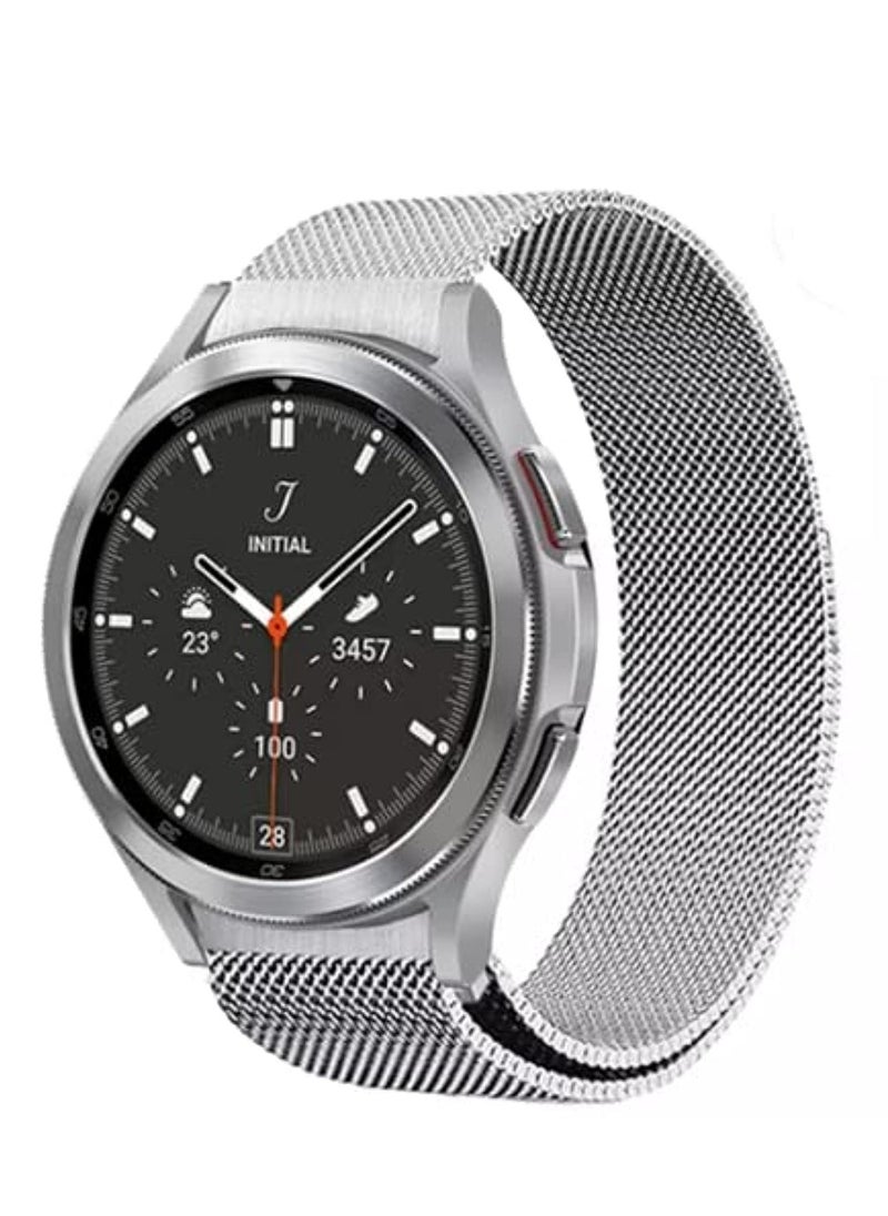 Dado - Curved Milanese Band Compatible with Samsung Galaxy Watch 6 Classic Gap Type Magnetic Strap Silver - Image 1