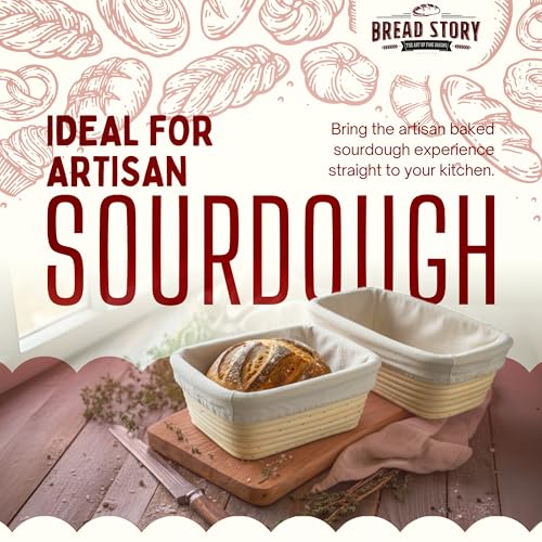 Bread Story (10x6 inch) Oval Proofing Basket Set by Bread Story Oval Brotform Handmade Unbleached Natural Cane Bread Baking Kit with Cloth Liner Bread Baking e-book Course - Image 4