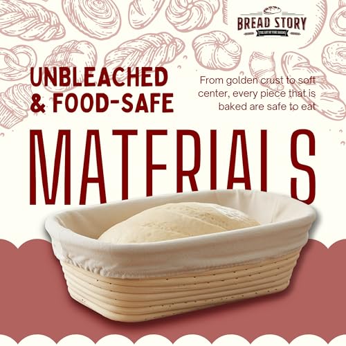 Bread Story (10x6 inch) Oval Proofing Basket Set by Bread Story Oval Brotform Handmade Unbleached Natural Cane Bread Baking Kit with Cloth Liner Bread Baking e-book Course - Image 2