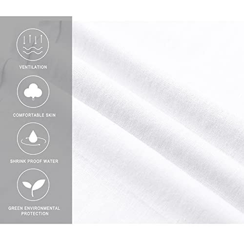 Janmid Men Casual Beach Trousers Linen Summer Pants White L - Image 5