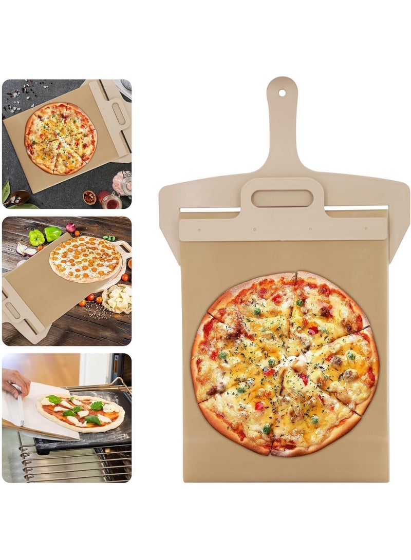 مجرفة بيتزا منزلقة احترافية مع حزام ناقل غير لاصق Teflon لنقل البيتزا والفطائر والعجائن الرقيقة بسهولة دون التصاق، مقبض مريح للتحكم والدفع والسحب، أداة خبز منزلية للبيتزا والفطائر والخبز الرقيق، مصنوعة من بلاستيك مقوى عالي الجودة مقاوم للحرارة، سهلة التنظيف، مثالية للفرن المنزلي، خبز البيتزا الاحترافي في المنزل بدون دقيق إضافي - Image 2