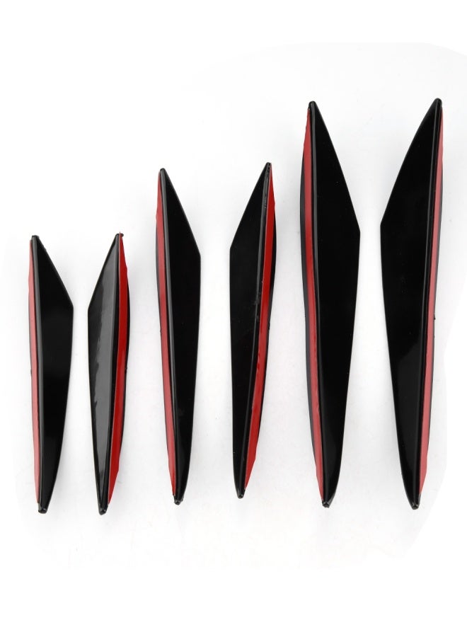 6Pcs Gloss Black Car Front Bumper Wind Knife Trims Front Bar Universal - Image 1