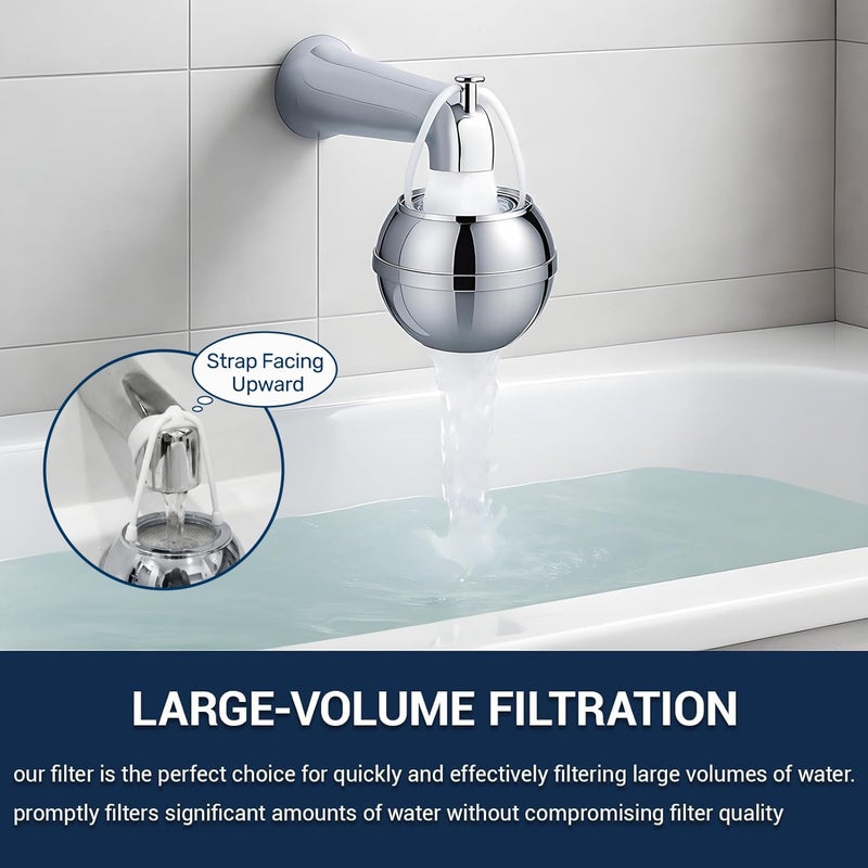 Beati Faucet Bath Filter for Tub - Kinder Water Filter for Bathtub, Hard Water Softener to Remove Lead,Chlorine and Fluoride, Improve Skin, Hair and Nails Condition,Chrome - Image 3