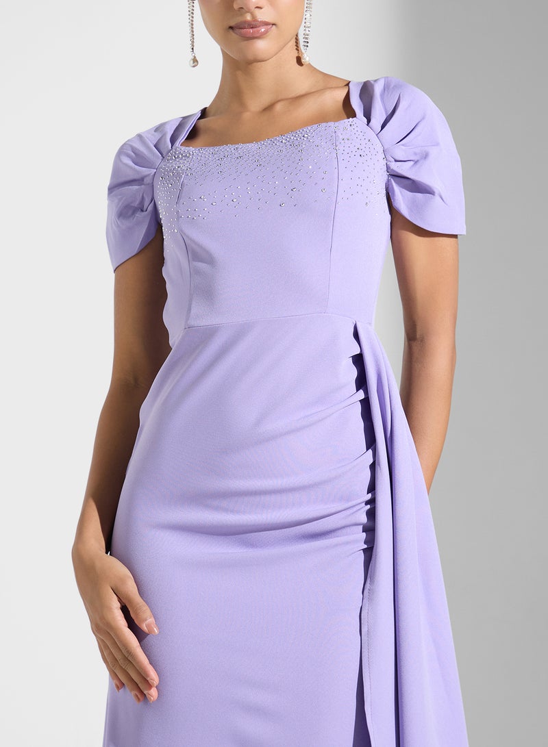 Ella Limited Edition Lilac Embellished Dress  - Image 3