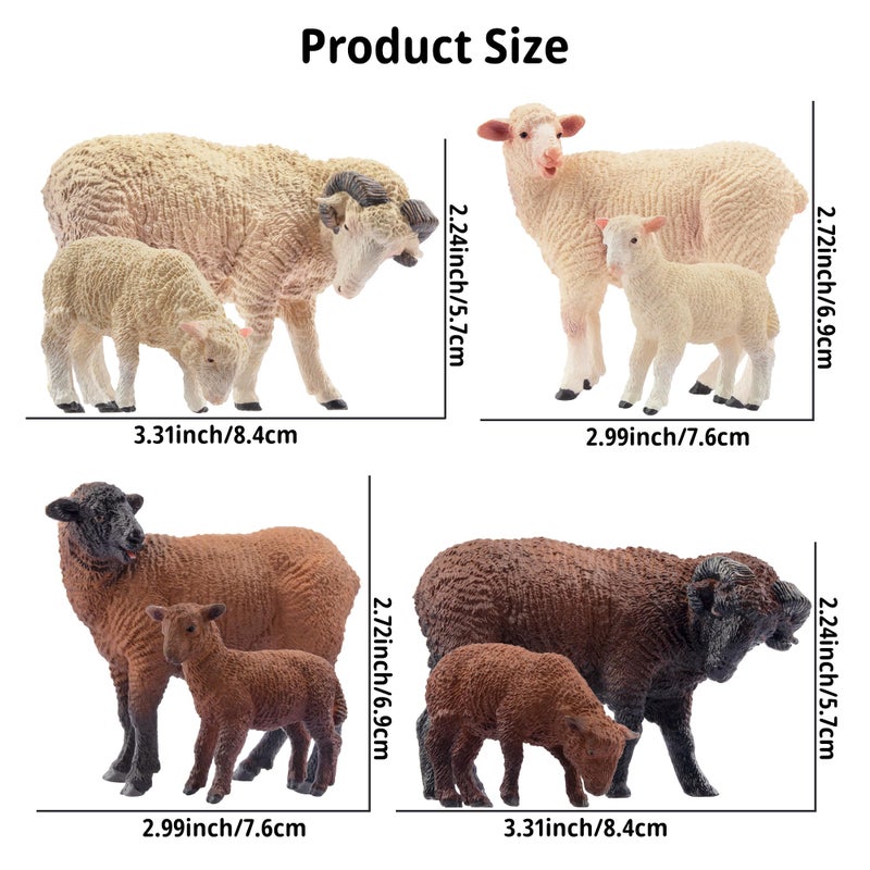 Toymany 8PCS Merino Sheep Figurines Realistic Farm Animal Sheep Toys- Plastic Sheep Figures Birthday Christmas Toy Gift for Kids Toddlers - Image 5