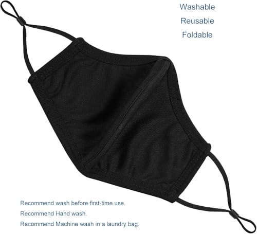 Yarehand Breathable 3-Ply Cloth Face Mask Reusable Adjustable Ear Loops, Washable Black Cotton Masks for Teens/Small Face Women (Pack of 4) (Black) - Image 2