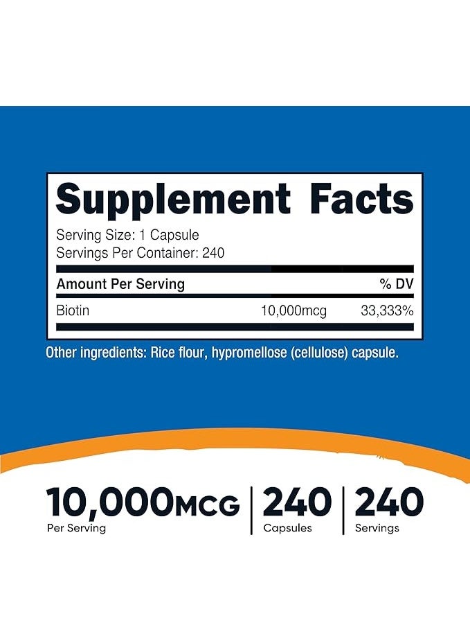 Nutricost, Biotin, 10,000 mcg, 240 Capsules - Image 3