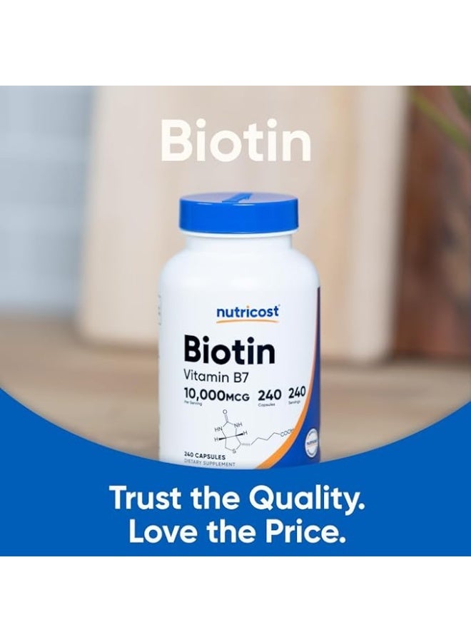 Nutricost, Biotin, 10,000 mcg, 240 Capsules - Image 2