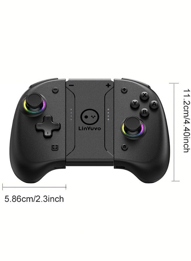 LinYuvo Classic Gamepad LinYuvo KS37B Wireless Joycon Controller for Switch, Switch Lite, Switch OLED with Colorful RGB Light, Metal Joystick, Six-Axis Gyroscope, Turbo Function, Adjustment Dual Vibration, Programmable Buttons, Programmable Mapping Function, Screenshot Function - Image 2