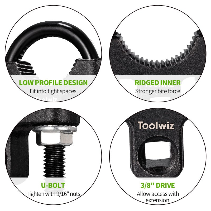 Toolwiz Inner Tie Rod Removal Tool - 3/8” inch Universal Low Profile Tool 30-42mm with Non-Slip Teeth for Easy Inner Rod Removal and Installation, U-Wrench for Car Truck Vehicle Automotive Repair - Image 2