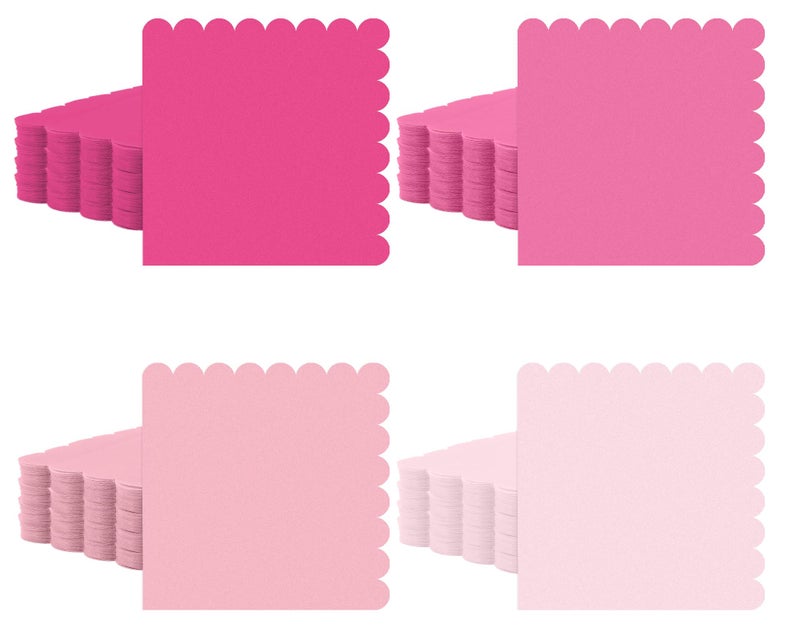 gisgfim 120 PCS Pink Napkins Disposable 5 x 5 Inch Light Pink Scalloped Hand Paper Napkins Hot Pink Gradient Beverage Dinner Dessert Napkins for Wedding Baby Bridal Shower Tea Party Supplies - Image 1