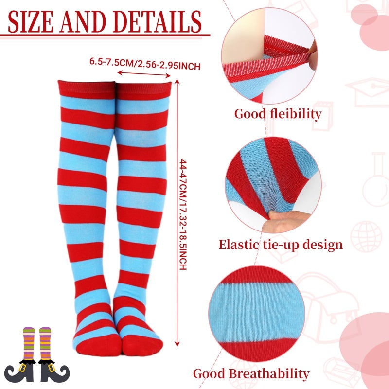 Yanbuny World Book Day Character Costume Set with Blue Furry Ponytails headband Bowtie Tutu Skirt Striped Knee Socks and Gloves for Cosplay - Image 4