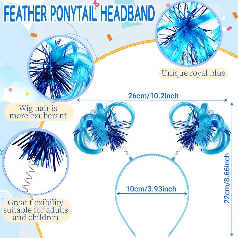 Yanbuny World Book Day Character Costume Set with Blue Furry Ponytails headband Bowtie Tutu Skirt Striped Knee Socks and Gloves for Cosplay - Image 2
