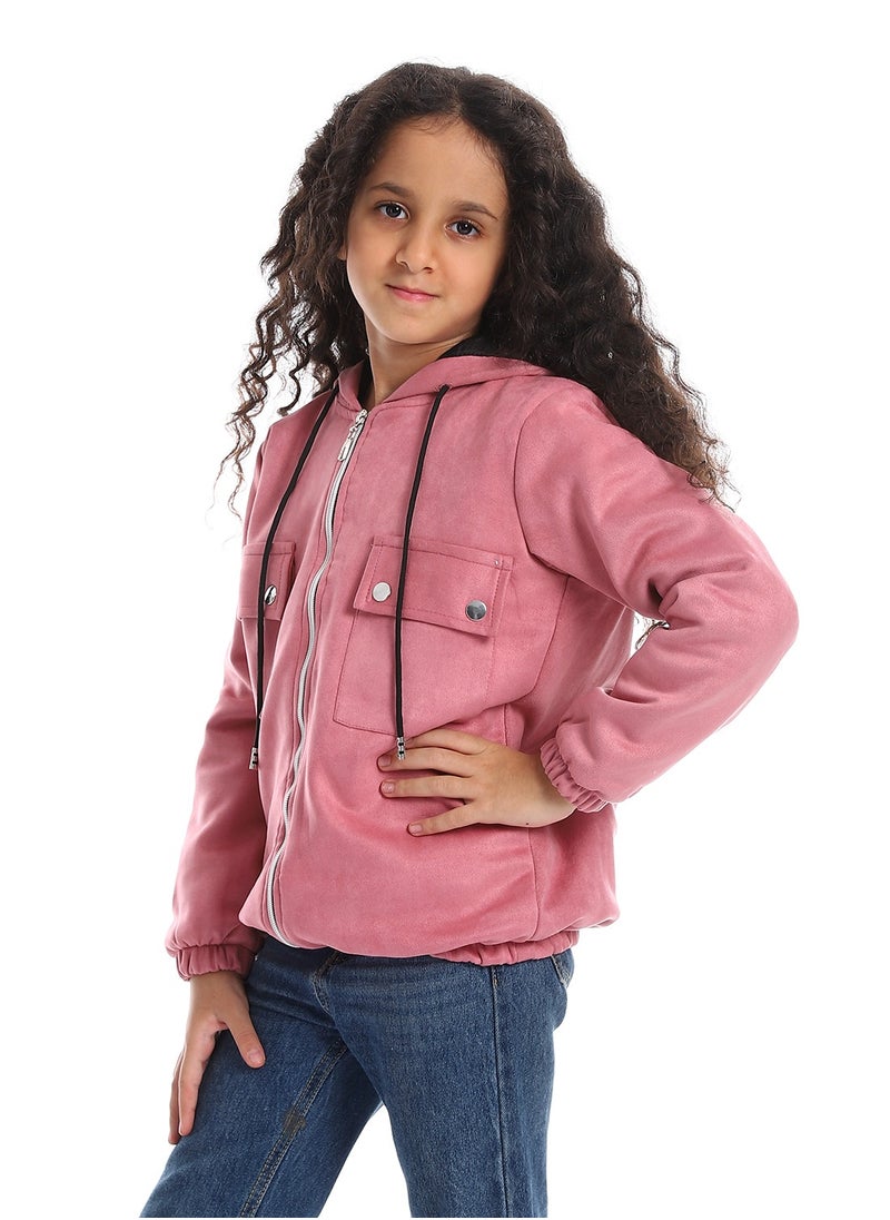 Caesar Girls Shamois Lining Jacket With Pockets And Zipper  - Image 2