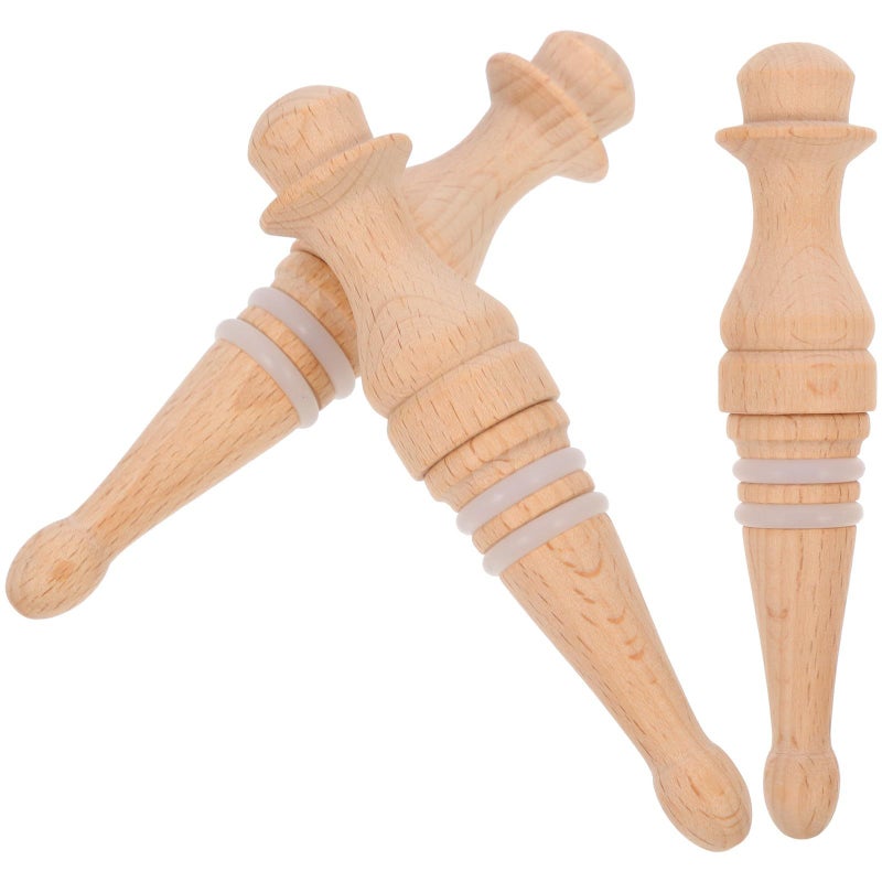 Balacoo 3pcs Reusable Solid Wood Wine Bottle Stoppers Corks - Image 2