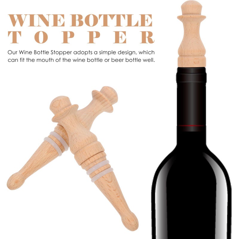 Balacoo 3pcs Reusable Solid Wood Wine Bottle Stoppers Corks - Image 4